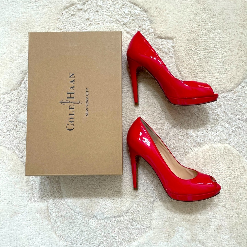 Cole Hann Nike Air red pink heel pumps 7.5 Like new, in box